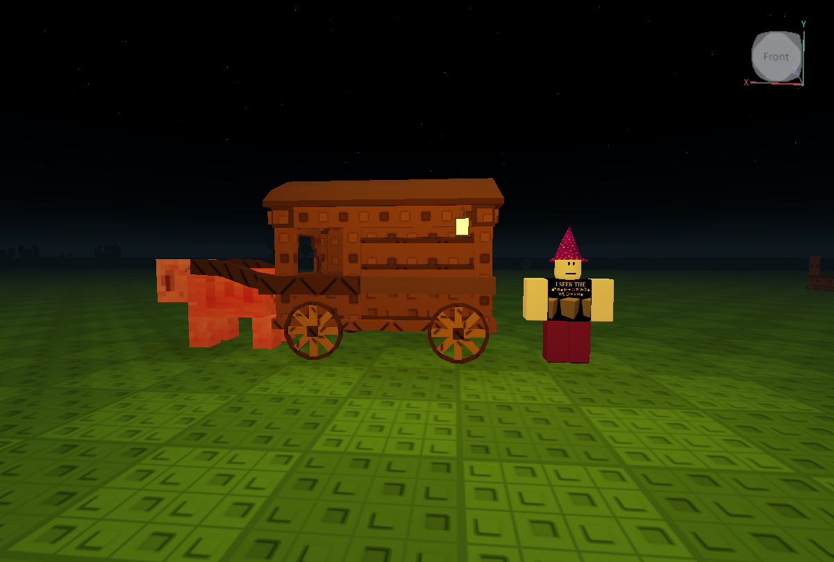 Animated wooden horse carriage asset